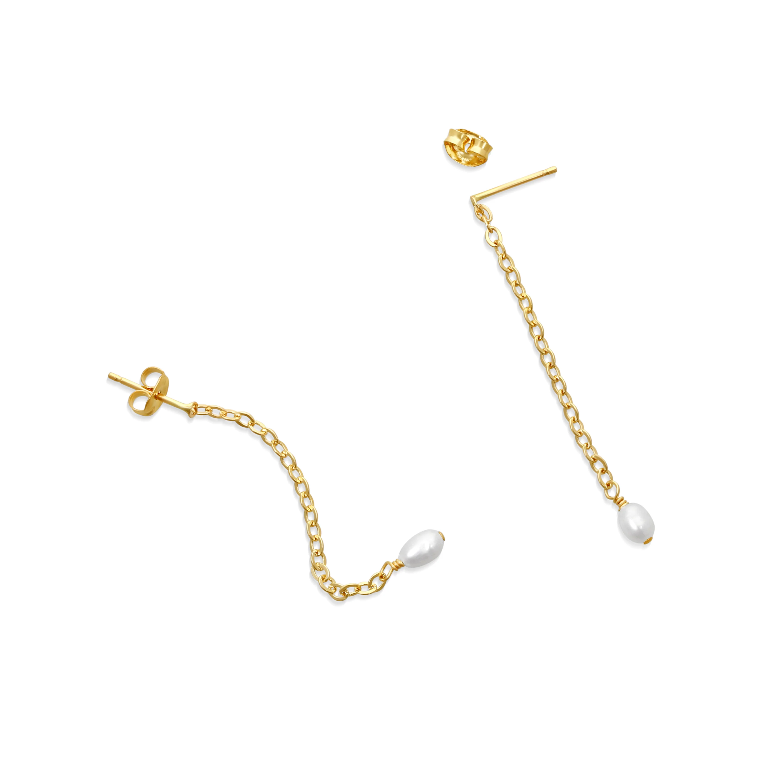 Iris Long Pearl Drop Earrings - Image 3